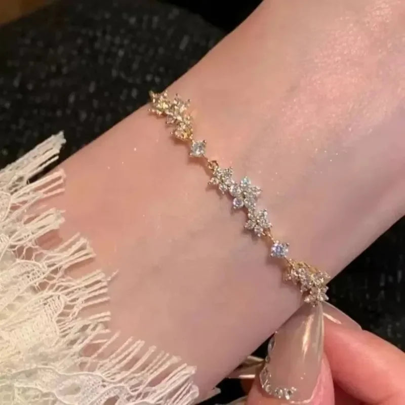 Zircon Cherry Blossom Adjustable Bracelet | Women's Gift Fashion Bracelet SWANS