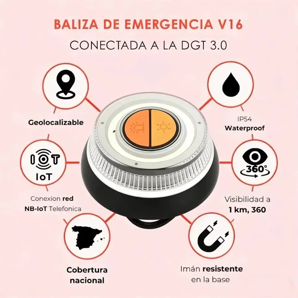 V16 GPS Car Emergency Light – DGT 3.0 Approved, Valid 2038 Car Emergency Light SWANS