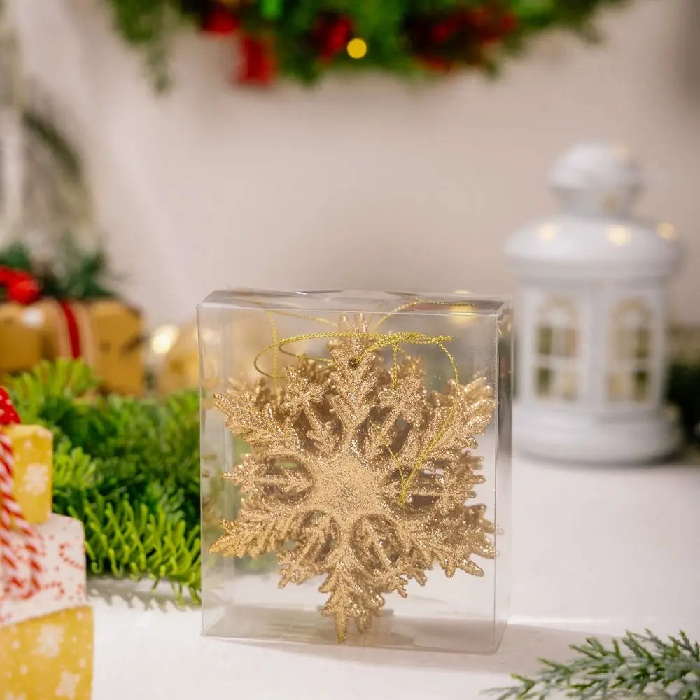 6-Pack 3D Snowflake Christmas Tree Ornaments – Glossy Shimmer Christmas Tree Ornaments SWANS