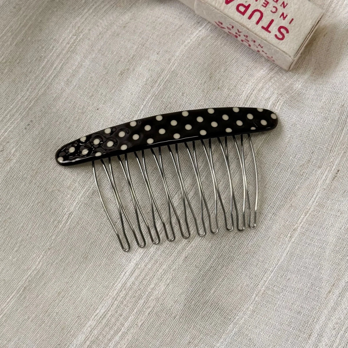 Vintage Polka Dot Hair Side Combs – Retro Women's Accessory Hair Side Combs SWANS brown
