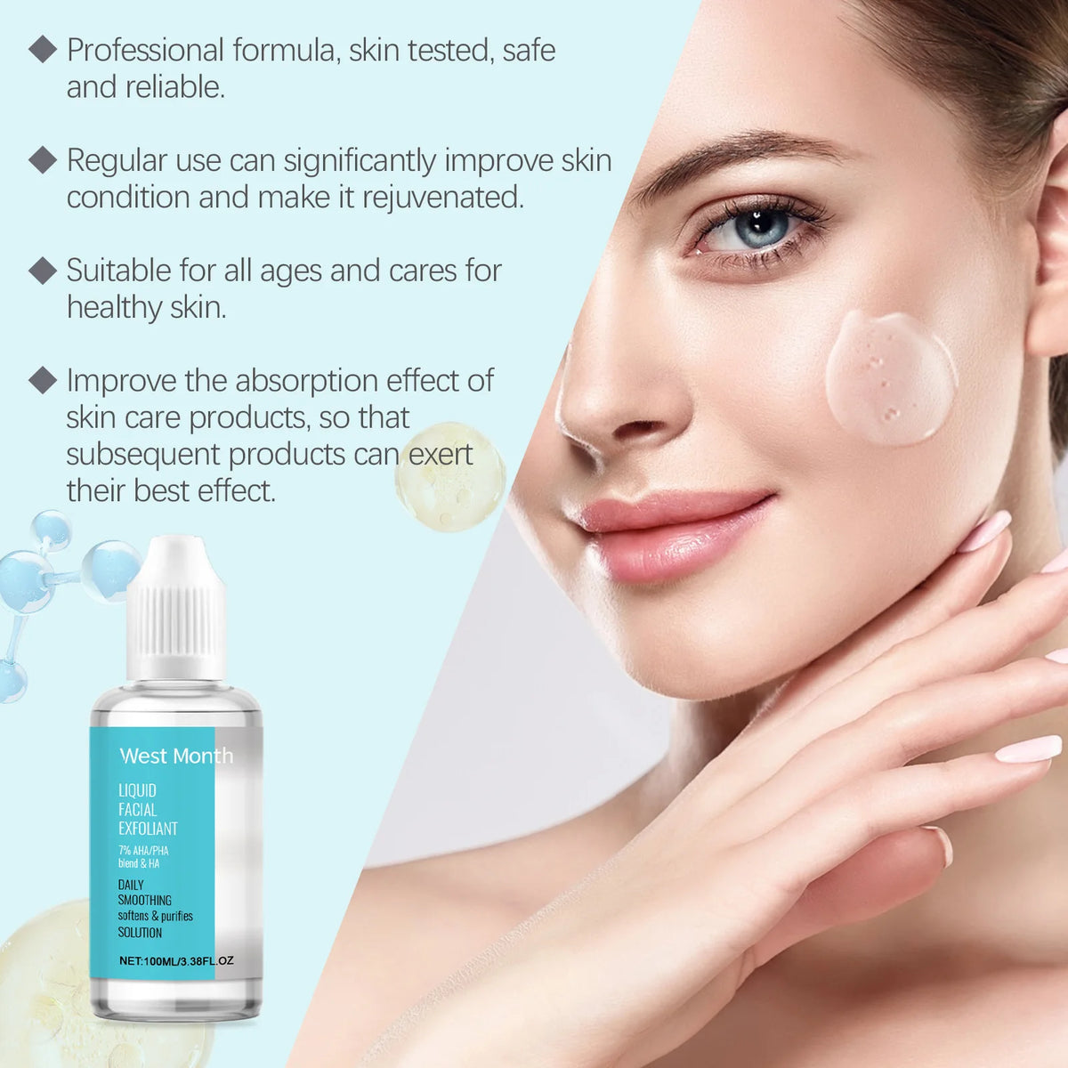 WEST MONTH Exfoliating Face Serum – Pore Minimizing 100ml Exfoliating Face Serum SWANS