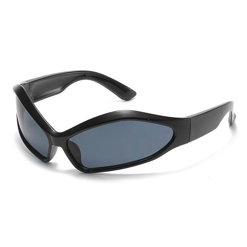 Y2K Punk Sport Goggle Sunglasses UV400 – Unisex Vintage Fashion Sunglasses SWANS Black Black As the photo