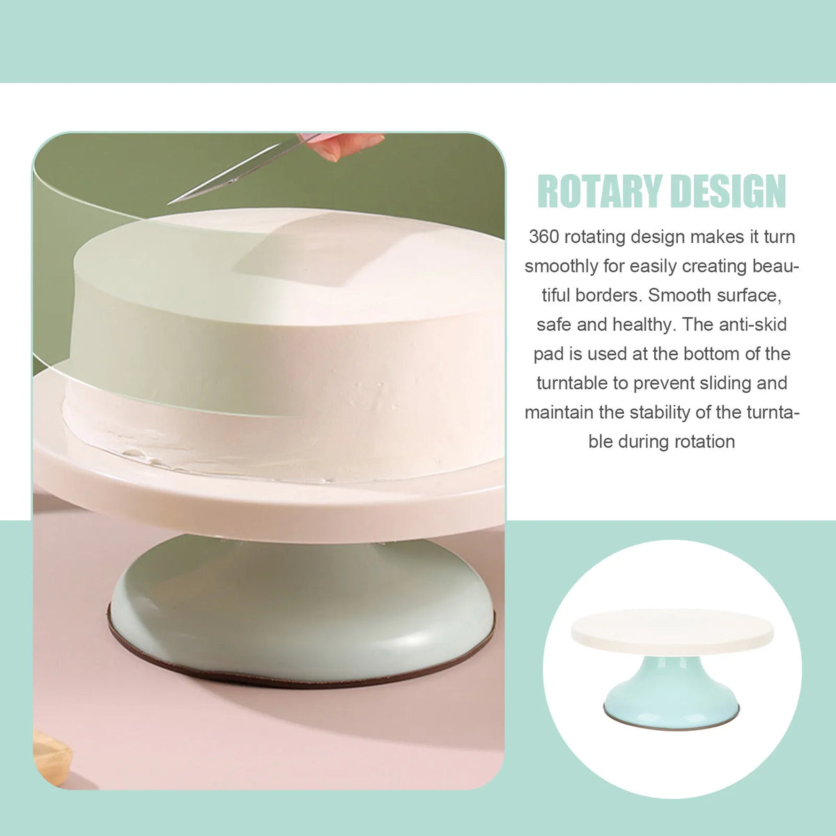 SWANS Rotating Cake Decorating Turntable Stand 360° Spin Cake Turntable Stand SWANS