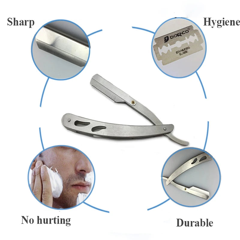 Yunchi Folding Barber Razor – Stainless Steel Men's Shaver Folding Barber Razor SWANS