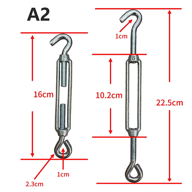 Stainless Steel Turnbuckle Wire Rope Tensioner M6–M14 OC OO CC Wire Rope Turnbuckle SWANS A2