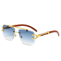 TOYEARN Rimless Square Sunglasses UV400 – Vintage Style Fashion Sunglasses SWANS Blue as the photo