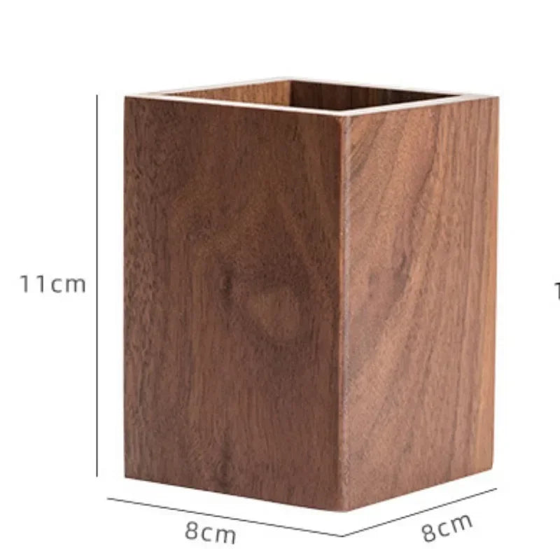 Black Walnut Wood Desk Pen Holder & Desktop Organizer Wooden Desk Organizer SWANS
