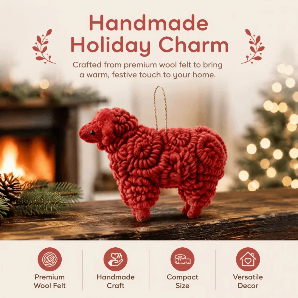 Wool Felt Sheep Christmas Ornament – Tree & Flower Box Decor Christmas Ornament SWANS