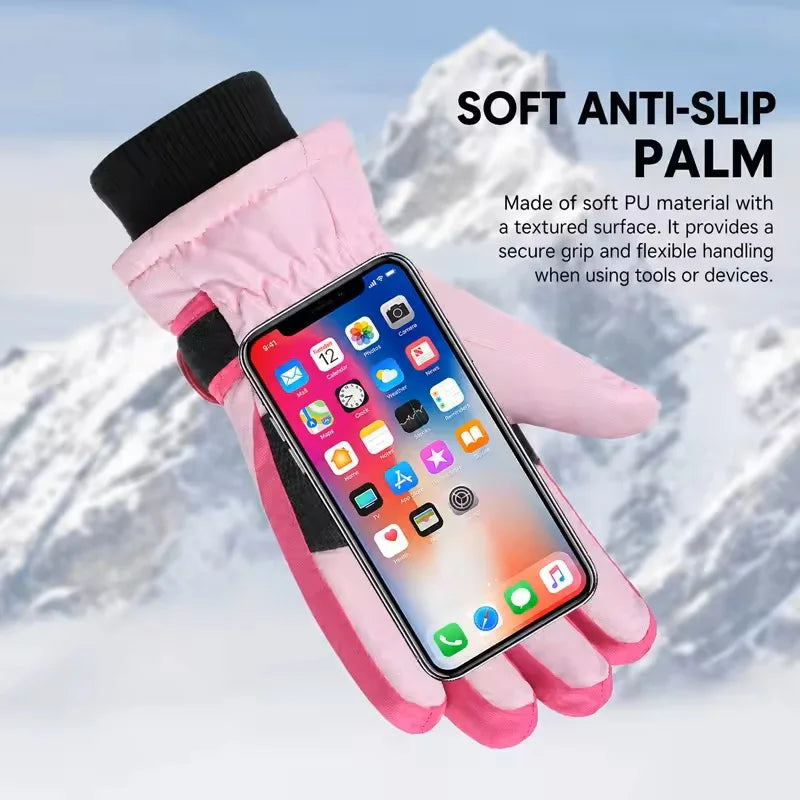 Kids Winter Ski Gloves Waterproof Fleece Lined | Ages 3–15 Kids Winter Gloves SWANS