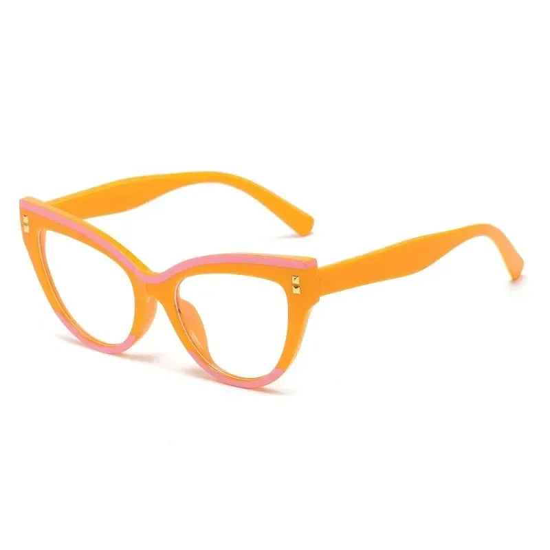 TOYEARN Cat Eye Reading Glasses – Blue Light Blocking Women Reading Glasses SWANS Orange +100