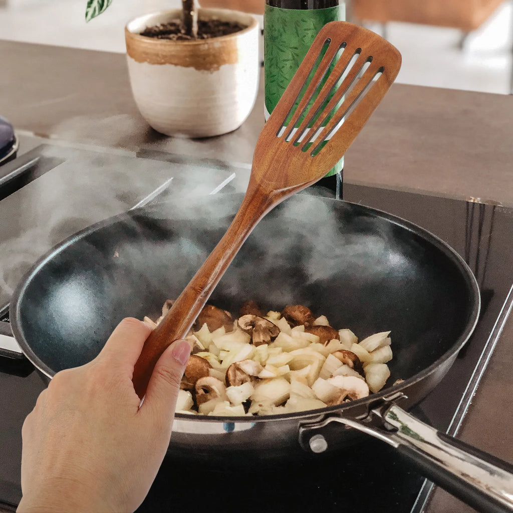 SWANS Wooden Cooking Spatula – Natural Wood Long Handle Wooden Kitchen Spatula SWANS