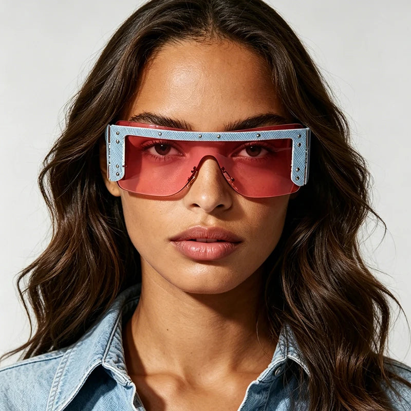 Y2K Rimless Rivet Sunglasses – Unisex Punk Vintage Shades Fashion Sunglasses SWANS