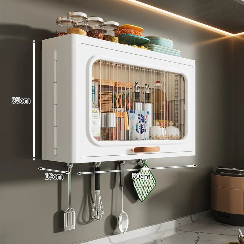Wall-Mounted Kitchen Rack – Punch-Free Seasoning Storage Box Kitchen Wall Organizer SWANS A