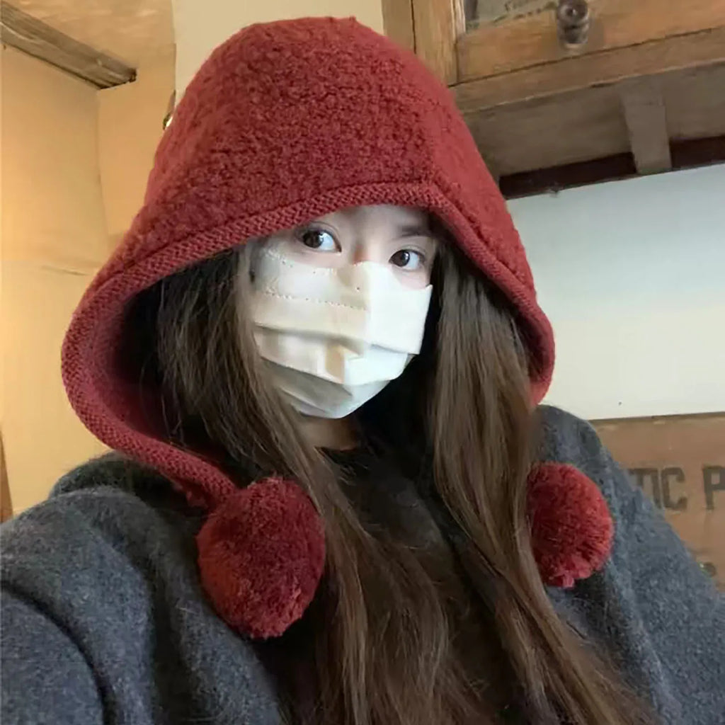 Women's Winter Pompom Balaclava Knit Beanie Hat Winter Beanie Hat SWANS