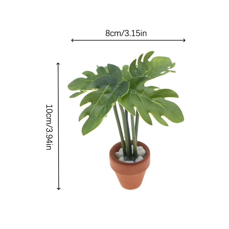 1:12 Scale Dollhouse Miniature Green Plant Potted Ornament Dollhouse Miniature SWANS one size