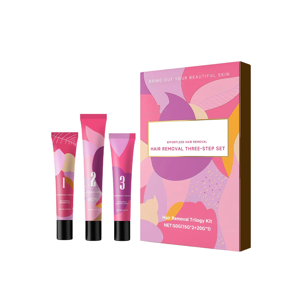 3-Step Facial Hair Removal Kit – Depilatory Cream & Lotion Set Hair Removal Cream Set SWANS Trilogy set