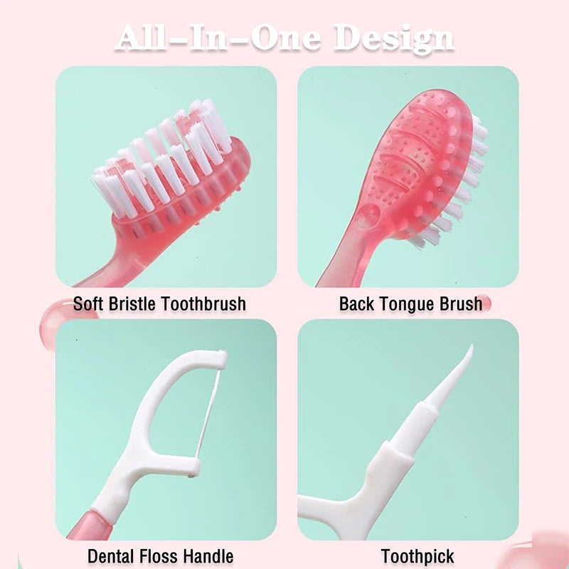 YUNChi Disposable Travel Toothbrush Set with Floss & Mouthwash 12pk Disposable Toothbrush Set SWANS