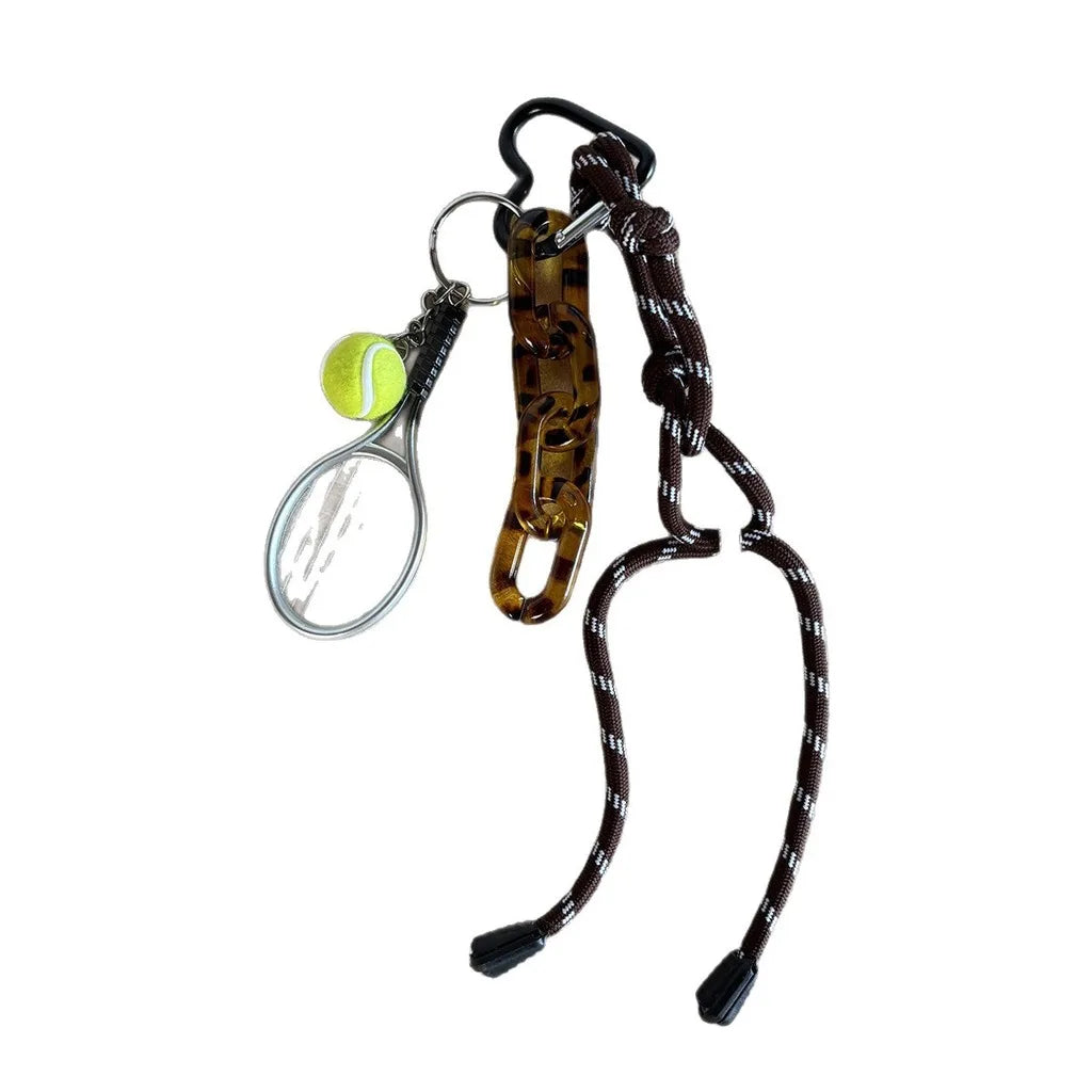 Tennis Racket Keychain – Minimalist Acrylic Bag Charm & Organizer Acrylic Keychain SWANS
