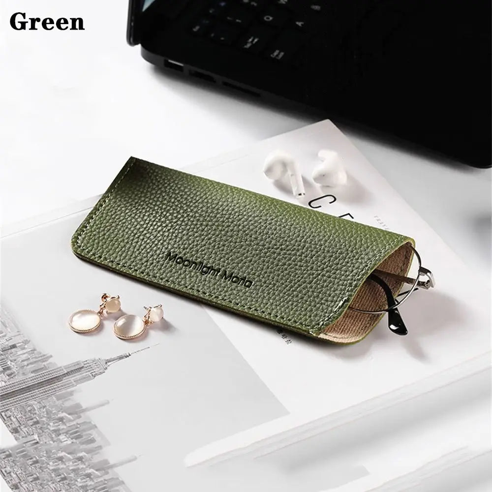 Soft PU Leather Glasses Case – Unisex Eyewear Pouch Bag Eyewear Case SWANS green