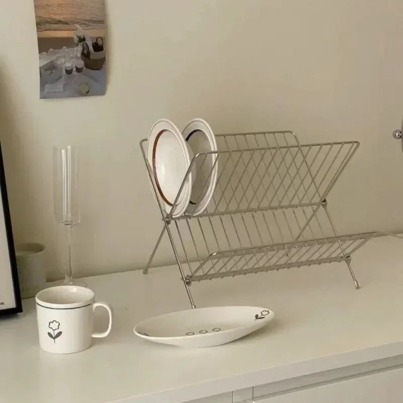 SWANS Foldable Stainless Steel Dish Drying Rack | Kitchen Organizer Dish Drying Rack SWANS