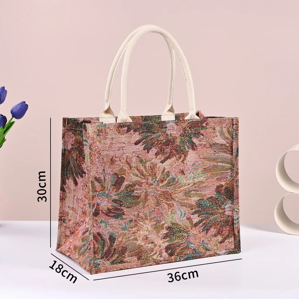 Vintage Linen Jute Tote Bag – Embroidered Reusable Shopper Embroidered Tote Bag SWANS