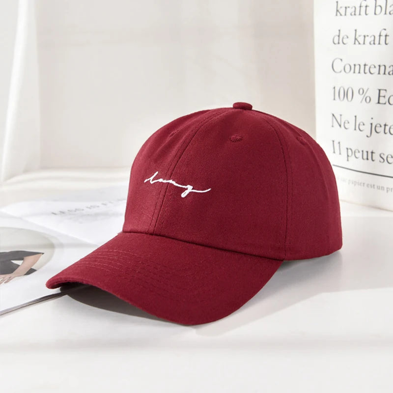 Unisex Cotton Baseball Cap – Letter Embroidery Adjustable Sun Hat Baseball Cap SWANS A Style red Adjustable