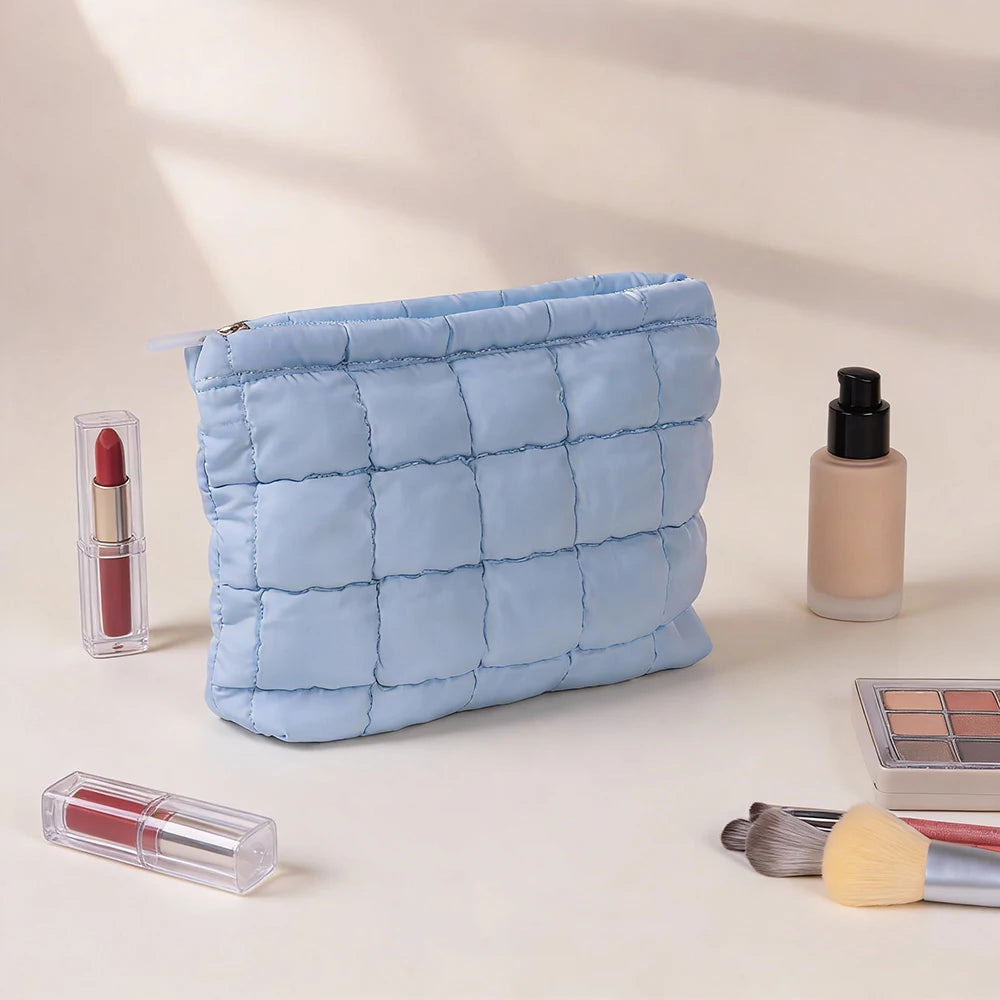 Large Women's Makeup Bag – Zipper Cosmetic Organizer Pouch Cosmetic Makeup Bag SWANS Blue