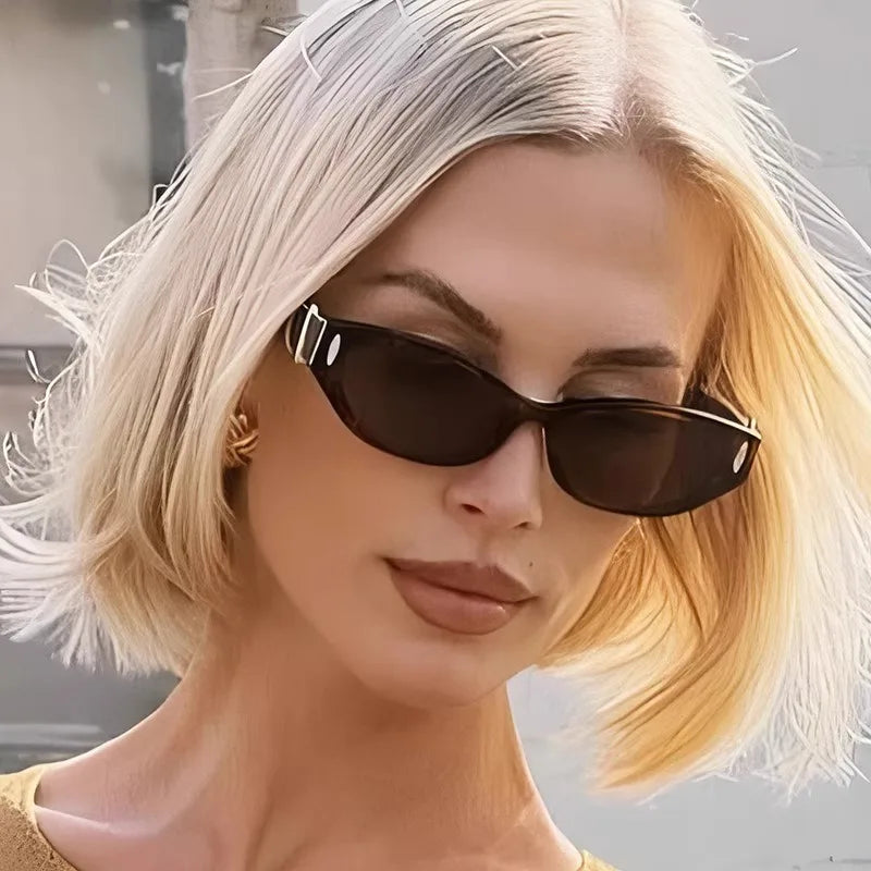 Y2K Cat Eye Sunglasses UV400 – Vintage Rivet Shades Unisex Cat Eye Sunglasses SWANS
