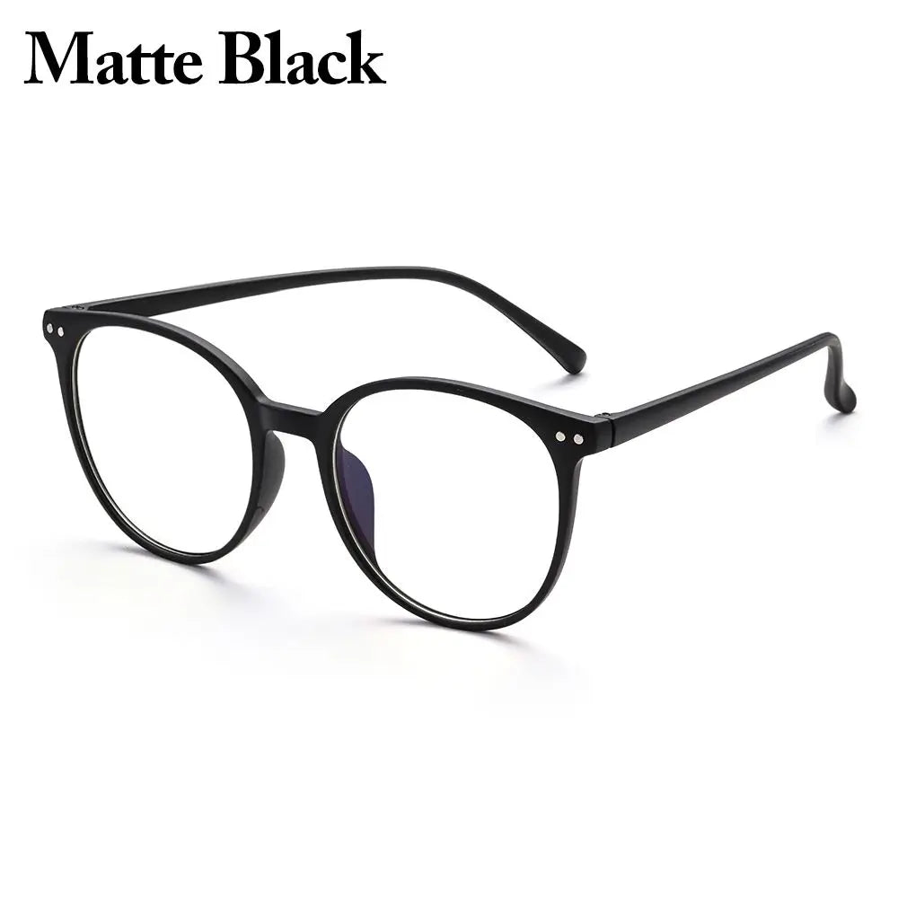 Vintage Round Blue Light Blocking Glasses – Unisex Clear Lens Blue Light Glasses SWANS Matte Black