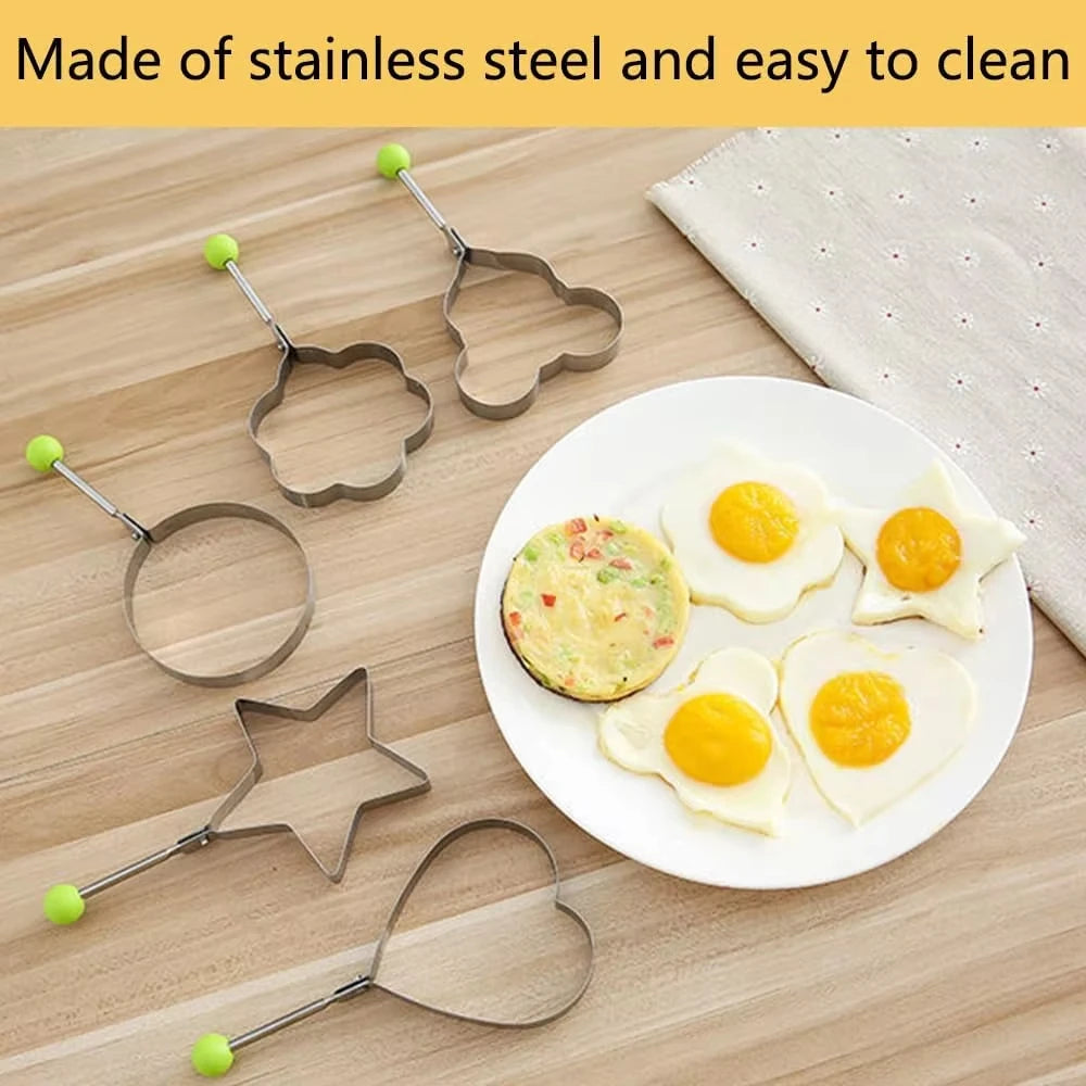 SWANS 5-Pack Stainless Steel Egg Ring Molds – Fun Shapes Egg Ring Molds SWANS
