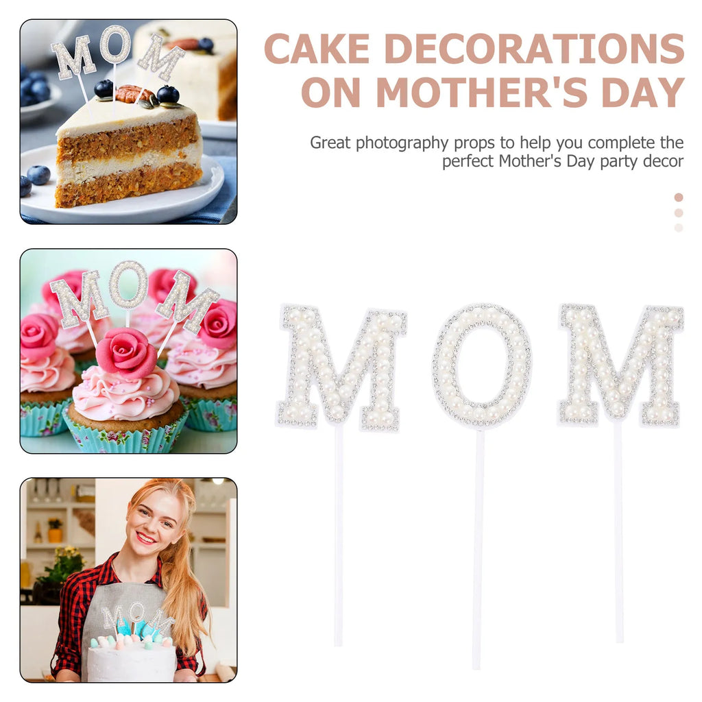5-Set Mother's Day Cake Decorations – Floral Pearl Toppers Cake Decoration Set SWANS