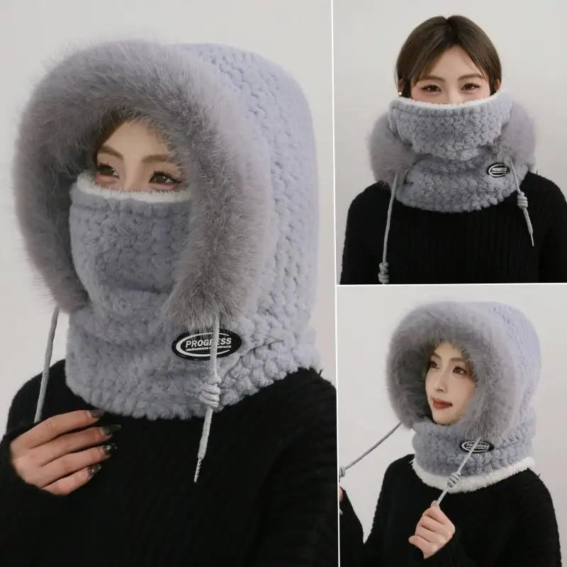 Windproof Winter Cycling Cap – Knit Hat & Neck Warmer Set Winter Cycling Cap SWANS Gray