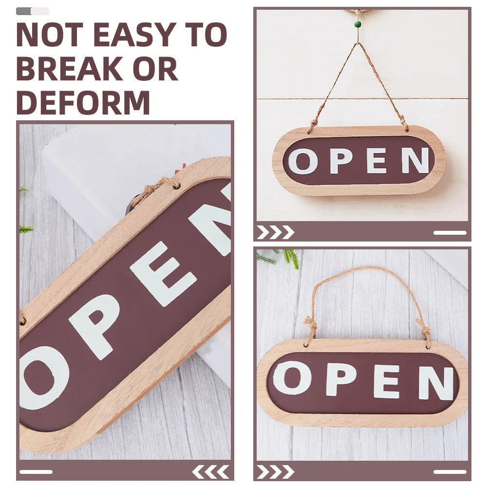 Retro Wooden Open Closed Sign – Double-Sided Hanging Door Sign Hanging Door Sign SWANS