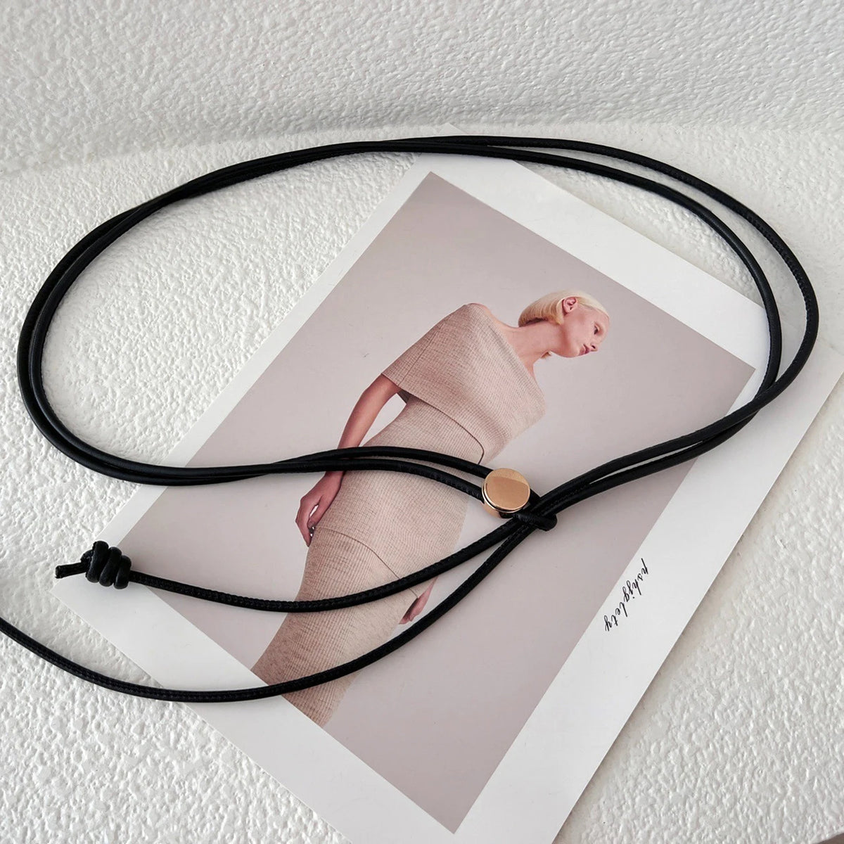 Women's PU Leather Rope Knot Thin Waist Belt – Solid Color Women's Waist Belt SWANS black One Size