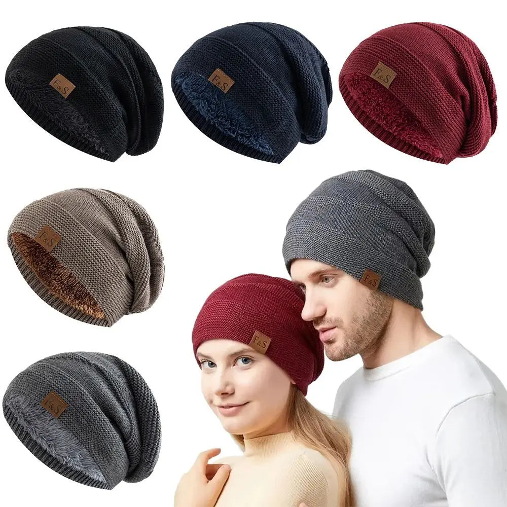 Fur Lined Knit Winter Beanie Hat – Slouchy Cuffed Unisex Cap Winter Beanie Hat SWANS