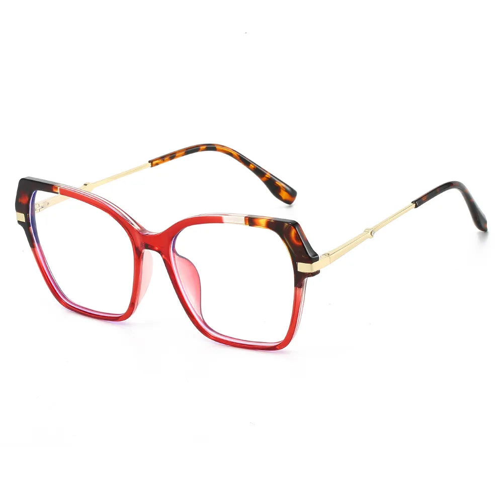 TOYEARN Oversized Blue Light Blocking Glasses Frames Women Eyeglasses Frames SWANS Leopard Red