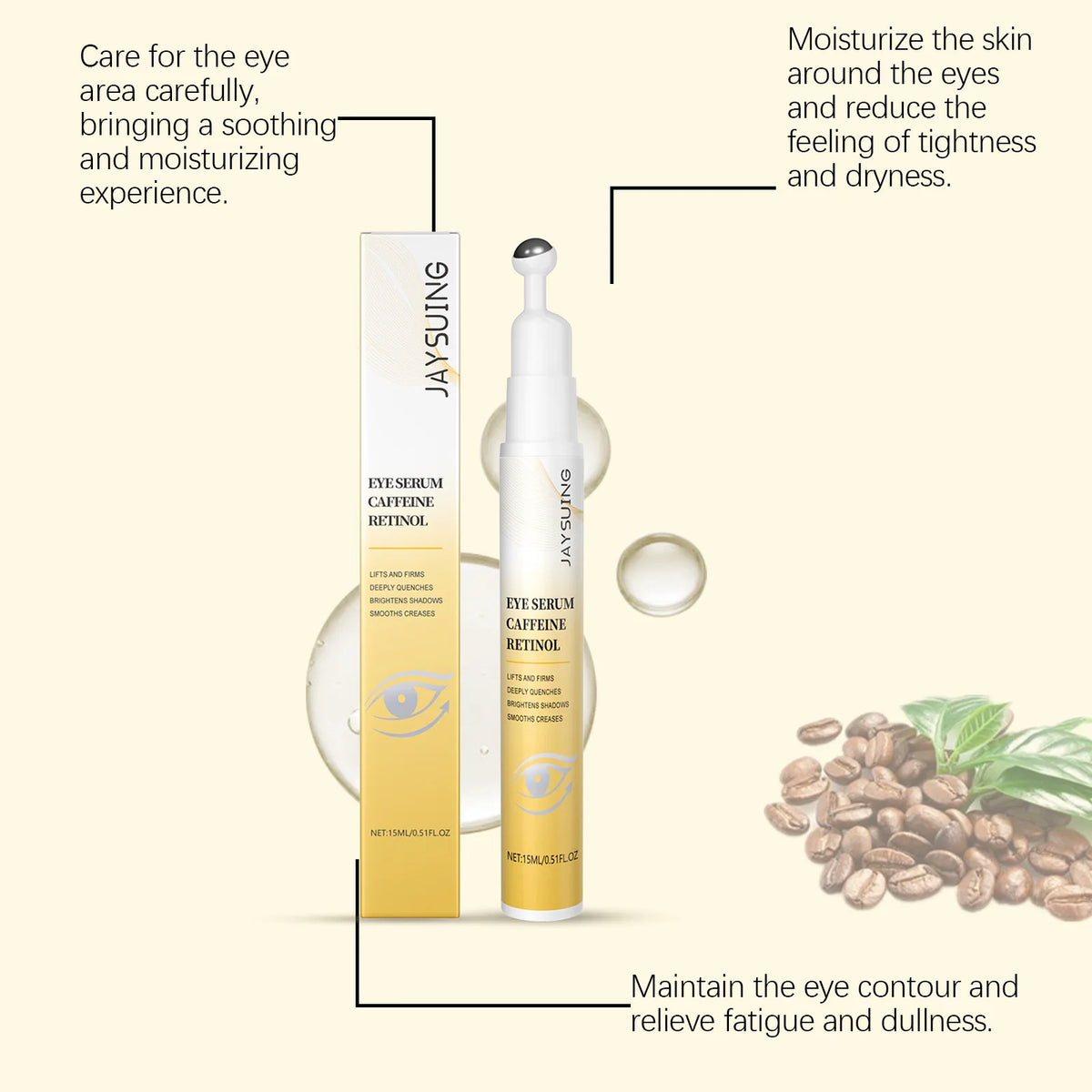 Retinol Eye Serum Roller – Brightening, Firming & Hydrating Eye Serum Roller SWANS