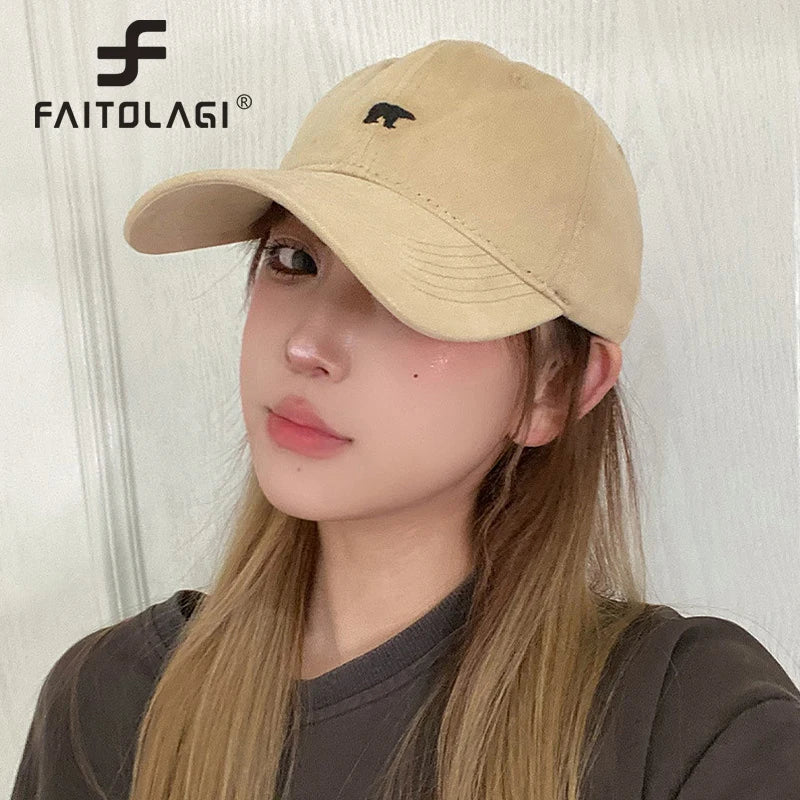 Bear Embroidery Baseball Cap – Unisex Cotton Snapback Hat Baseball Cap SWANS