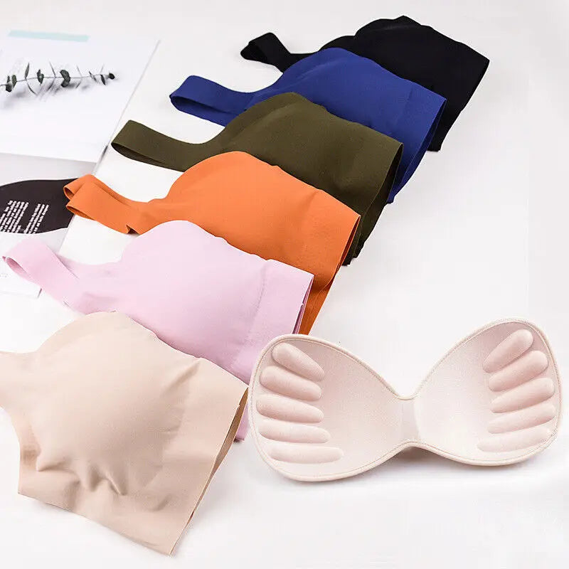 Women's Seamless Wire-Free Bralette – Removable Pad Ice Silk Bra Seamless Bralette SWANS