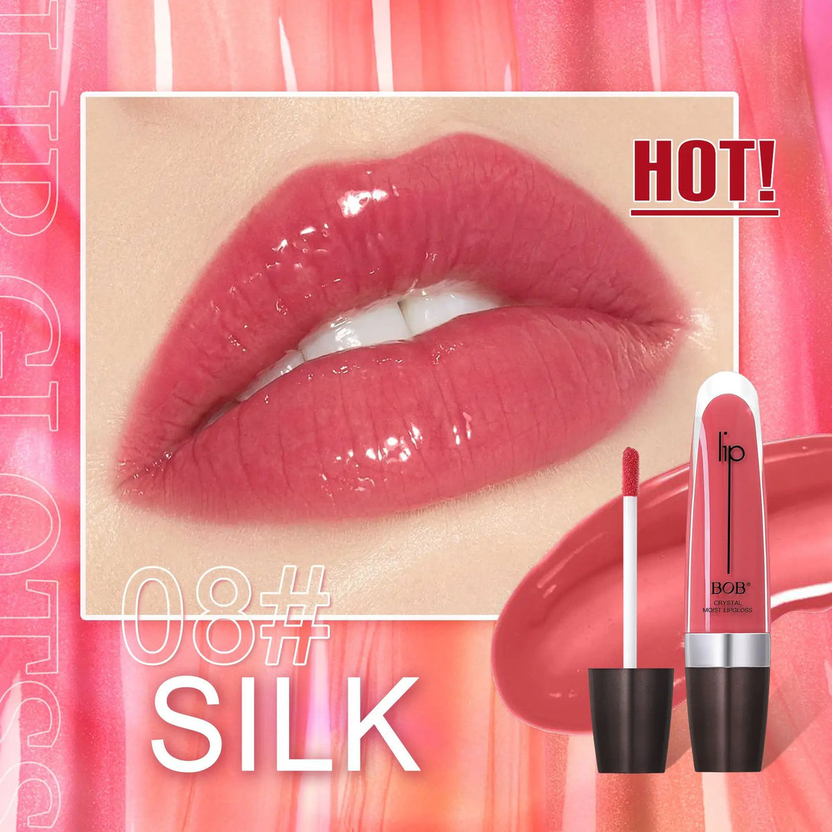 12-Color Mirror Lip Gloss – Pearl Glitter Hydrating Watery Shine Lip Gloss SWANS 08