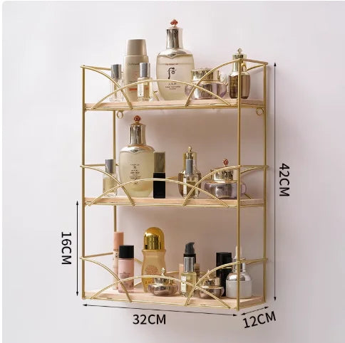 SWANS Iron Makeup Organizer – 2-Tier Desktop Cosmetics Rack Cosmetics Storage Rack SWANS gold1