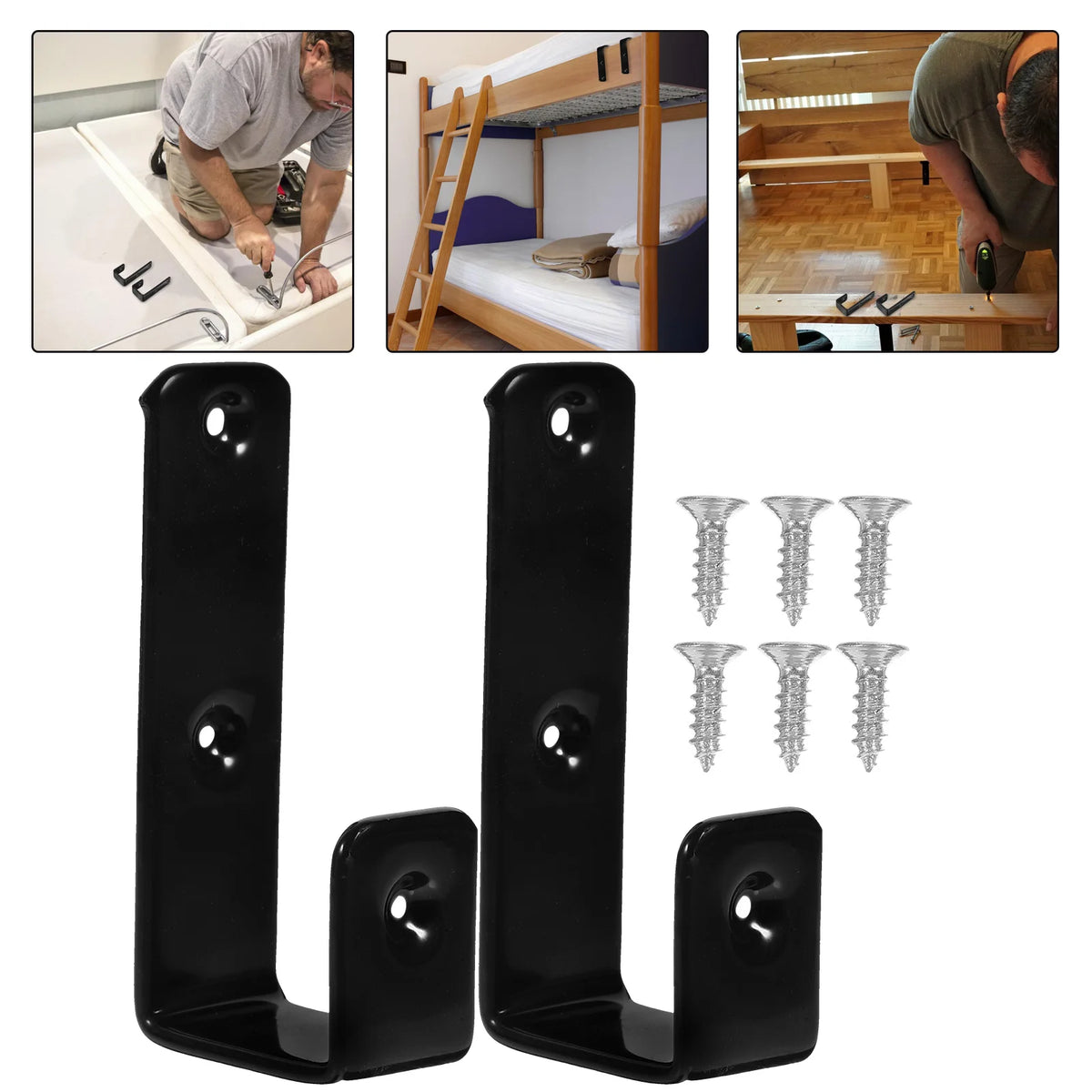 Bunk Bed Ladder Hook Bracket Set – Iron Fixing Hooks Bed Ladder Bracket SWANS