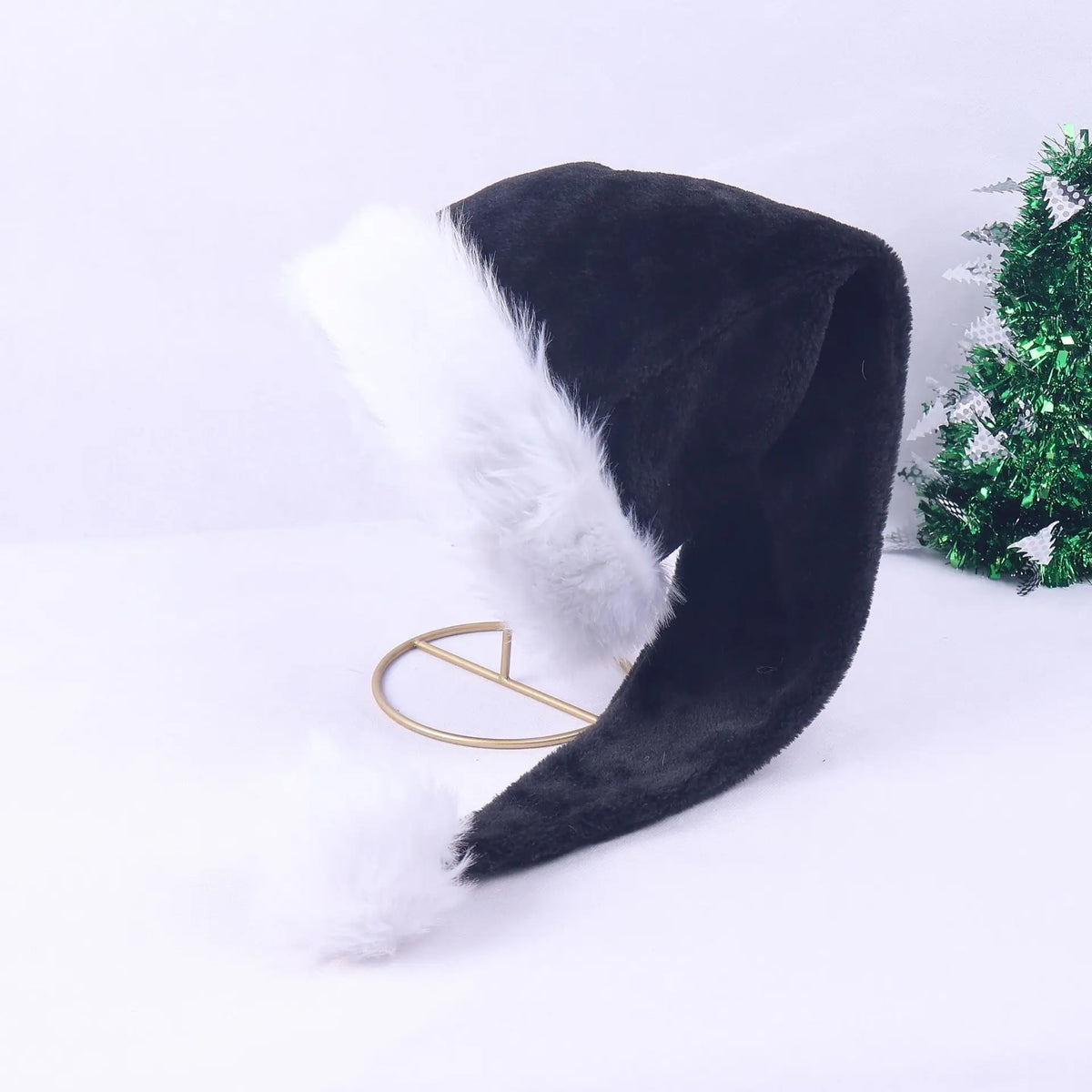 75cm Oversized Plush Santa Hat – Photo Prop & Tree Topper Holiday Costume Hat SWANS Black