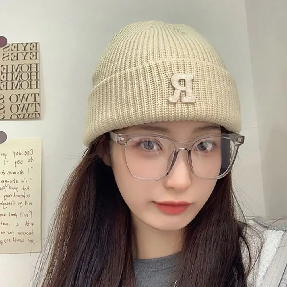 Letter Embroidery Fleece Knitted Beanie Hat – Women & Girls Knitted Beanie Hat SWANS