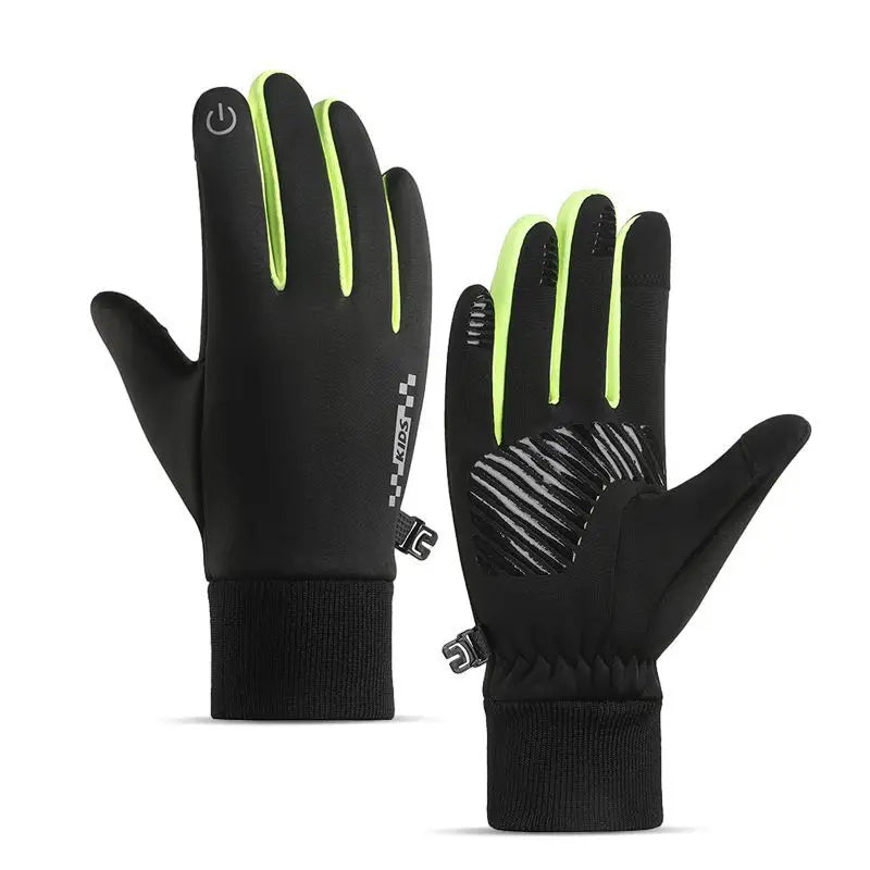 Kids Winter Touchscreen Thermal Gloves – Anti-Slip Fleece Kids Winter Gloves SWANS Green XL(9-14 years old)