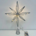 LED Glitter Star Christmas Tree Topper – Iron Light-Up Decor Christmas Tree Topper SWANS 01-Silver