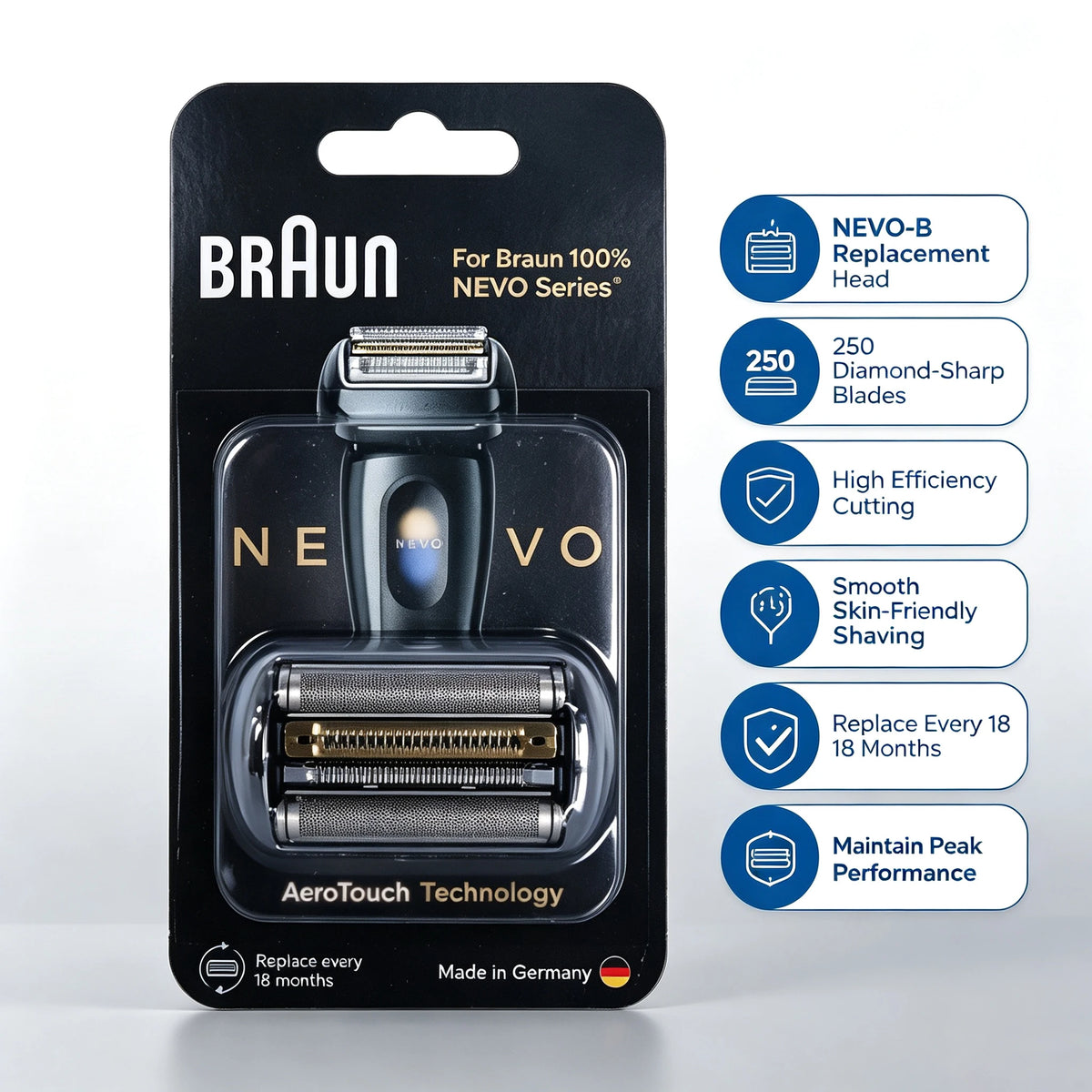 Braun NEVO-B Replacement Foil & Cutter Block – Shaving Head Shaver Replacement Head SWANS