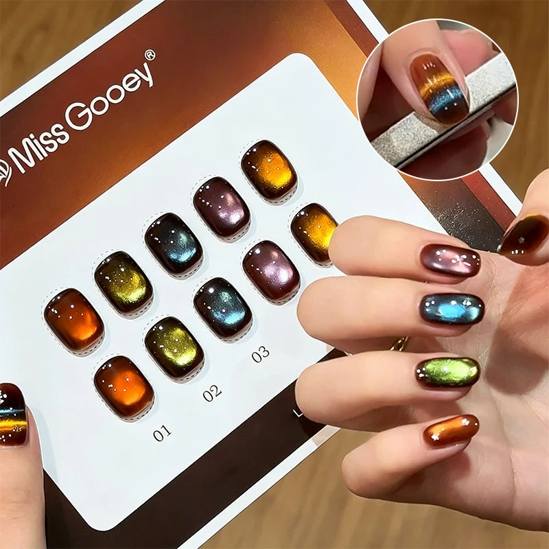 Cat Eye Gel Nail Polish Warm Brown Glass Bead Stripe UV LED Gel Nail Polish SWANS