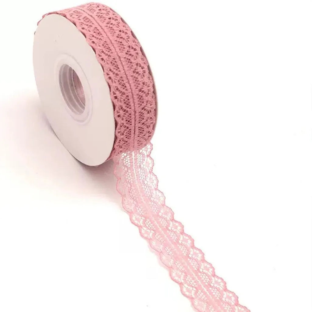 Nylon Lace Ribbon 50 Yards – DIY Wedding & Craft Decoration Decorative Lace Ribbon SWANS Pink 1