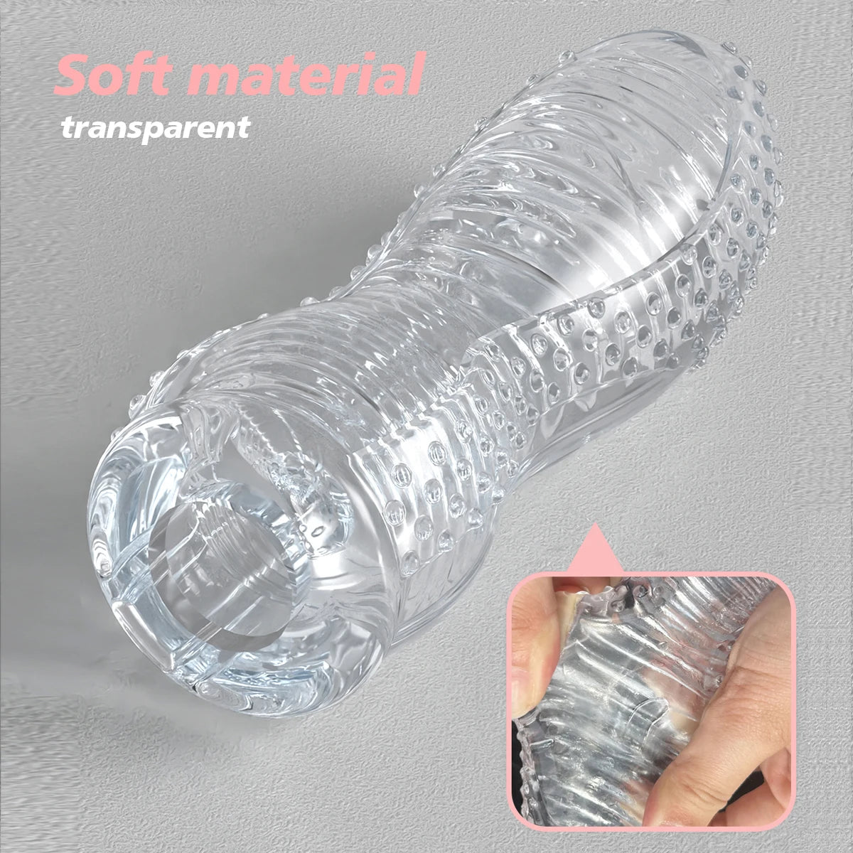 Men's Transparent TPE Vacuum Stroker Cup – Soft Sleeve Male Stroker Cup SWANS
